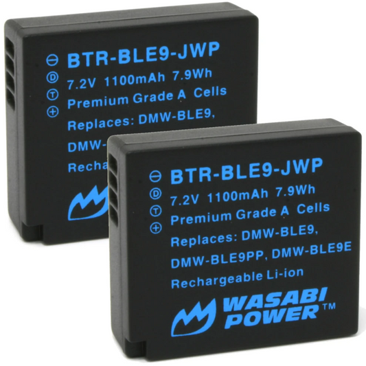 Wasabi Power 1100mAh Battery (2-Pack) for Panasonic DMW-BLE9 and DMW-BLG10