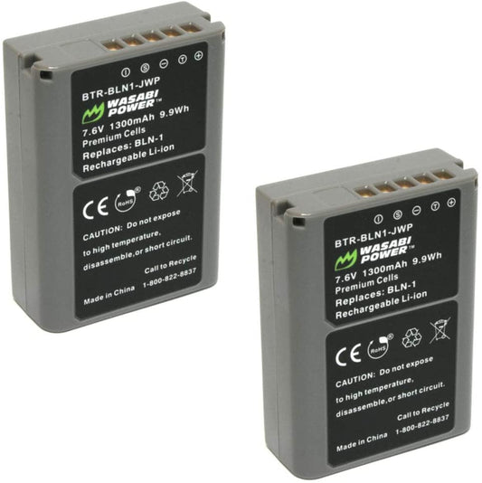 Wasabi Power Battery (2-Pack) for Olympus BLN-1, BCN-1 and Olympus OM-D E-M1, E-M5, Pen E-P5