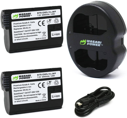 Wasabi Power Battery (2-Pack) and Dual Charger for Nikon EN-EL15