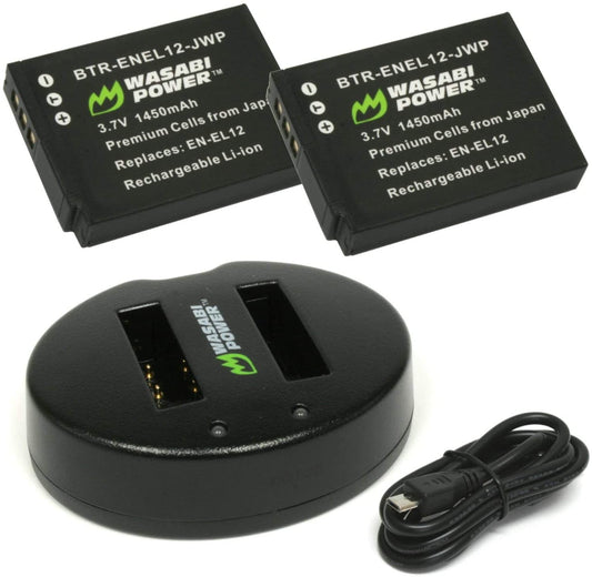 Wasabi Power 1450mAh Battery (2-Pack) and Dual USB Charger for Nikon EN-EL12