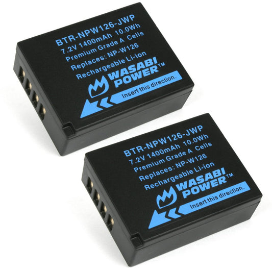 Wasabi Power Battery for Fujifilm NP-W126 x 2 and Fuji FinePix X-A1,X-M1, X-Pro1
