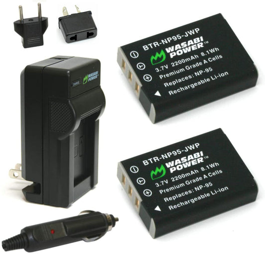 Wasabi Power Battery (2-Pack) and Charger for Fujifilm NP-95