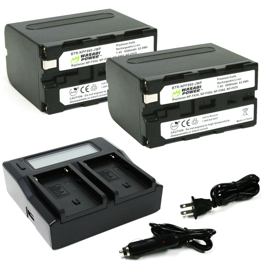 Wasabi Power Battery (2-Pack) and Dual Charger for Sony NP-F950, NP-F960, NP-F970, NP-F975 (L Series)