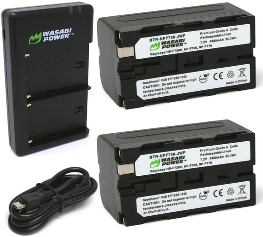 Wasabi Power Battery (2-Pack) and Dual Charger for Sony NP-F730, NP-F750, NP-F760, NP-F770 (L Series)