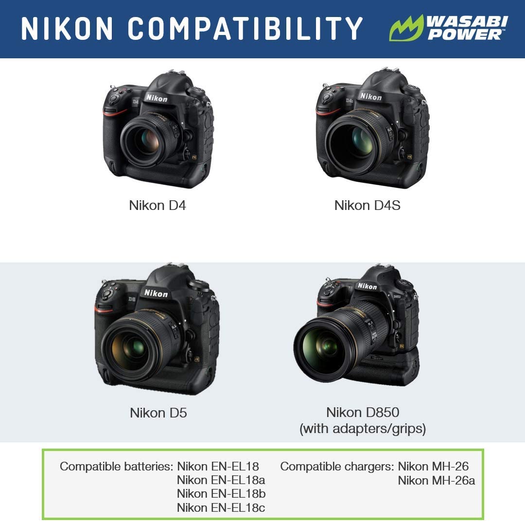 Wasabi Power Battery for Nikon EN-EL18 and Nikon D4, D4S, D5, Nikon D850 (Grip)