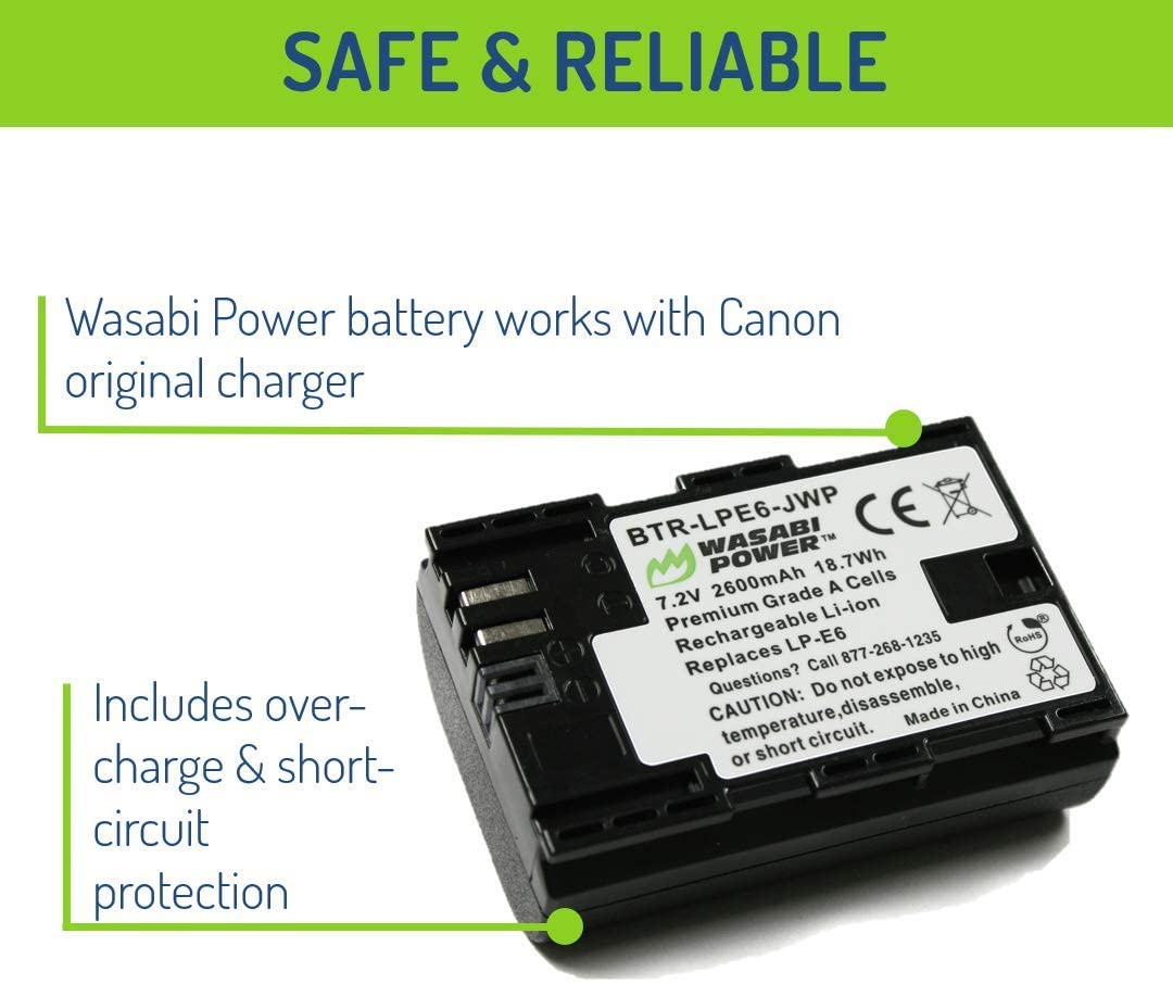 Wasabi Power Battery for Canon LP-E6,LP-E6N & Canon EOS 5D Mark II III 6D 7D 70D