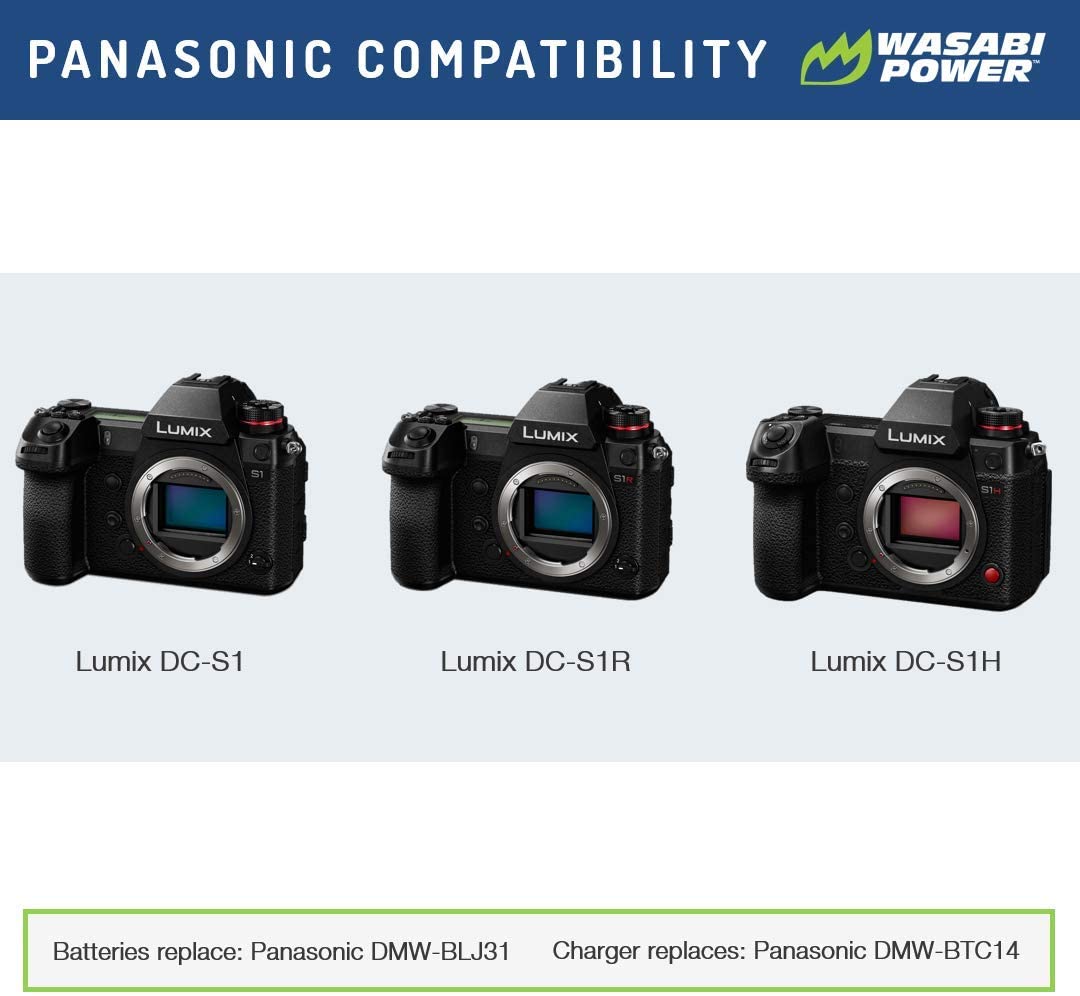 Wasabi Power DMW-BLJ31 Battery for Panasonic LUMIX S1, S1R, S1H, Panasonic LUMIX S Series Mirrorless Cameras