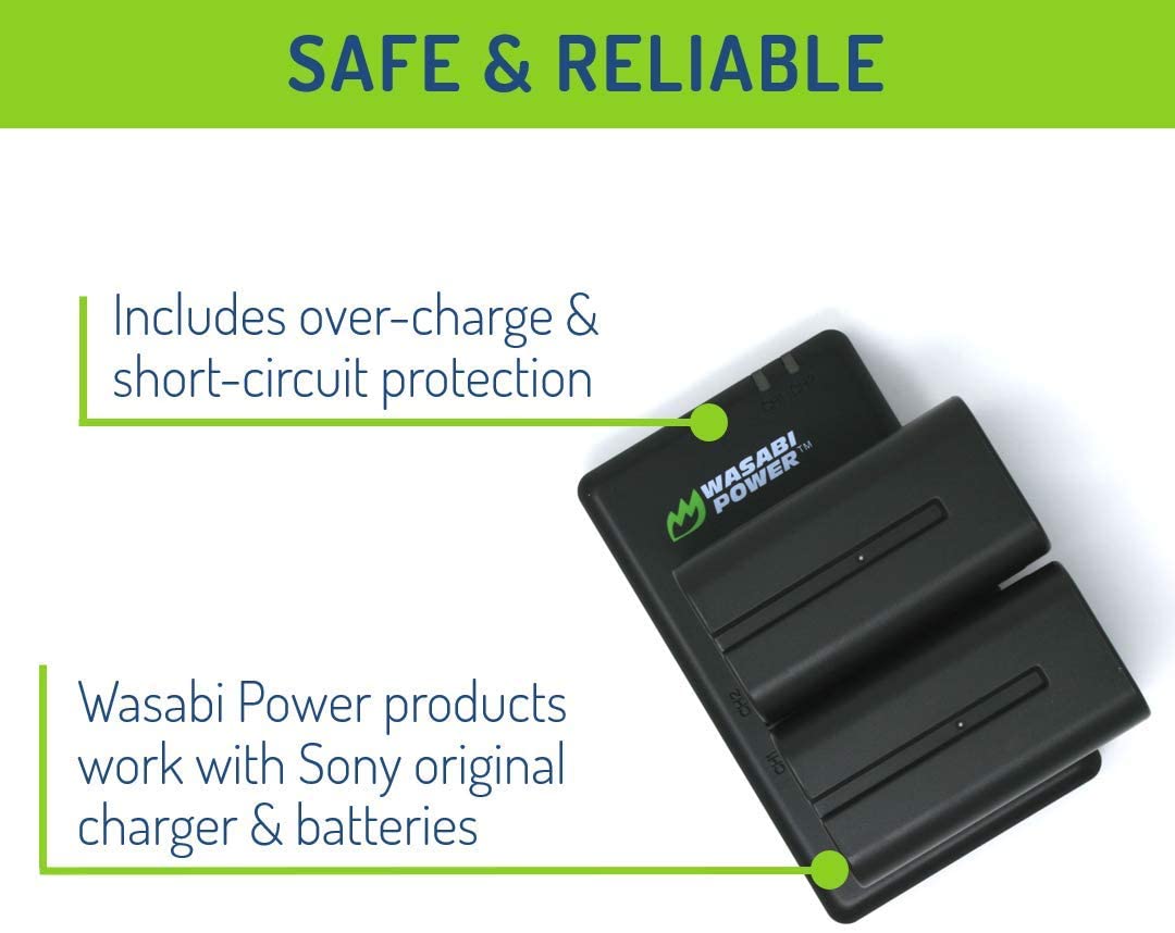 Wasabi Power Battery (2-Pack) and Dual Charger for Sony NP-F730, NP-F750, NP-F760, NP-F770 (L Series)