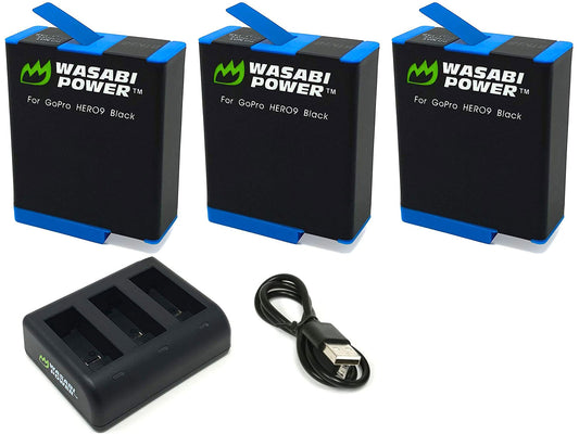 Wasabi Power HERO10 Battery (3-Pack) and USB Triple Charger for GoPro HERO10 Black