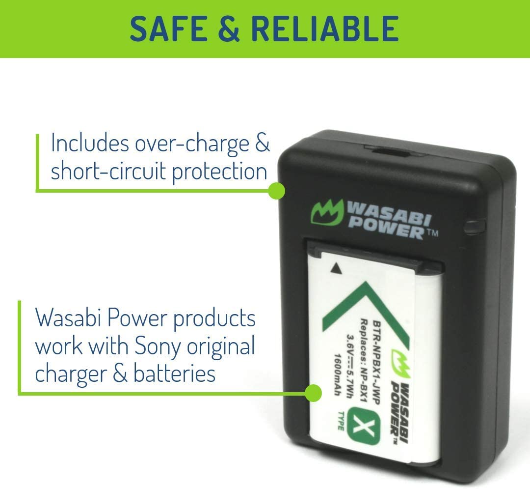 Wasabi Power Battery x 2 and Dual Slot USB Charger for Sony NP-BX1, NP-BX1/M8