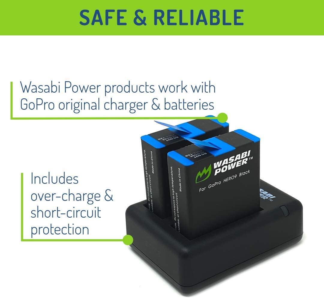 Wasabi Power HERO10 Battery (2-Pack) and Dual Charger for GoPro Hero 10 Black