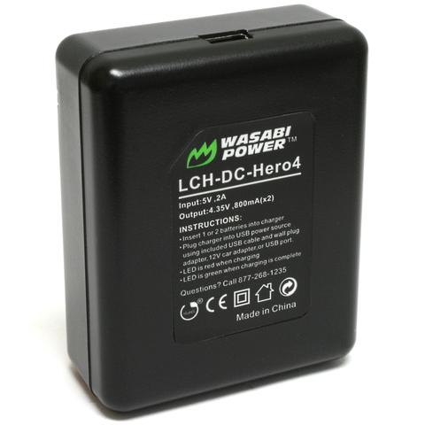 Wasabi Power Battery(1160mAh)x 2 with Dual USB Charger for GoPro HERO4 AHDBT-401