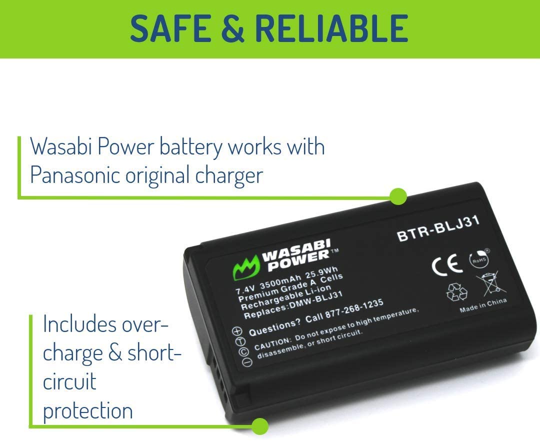 Wasabi Power DMW-BLJ31 Battery for Panasonic LUMIX S1, S1R, S1H, Panasonic LUMIX S Series Mirrorless Cameras