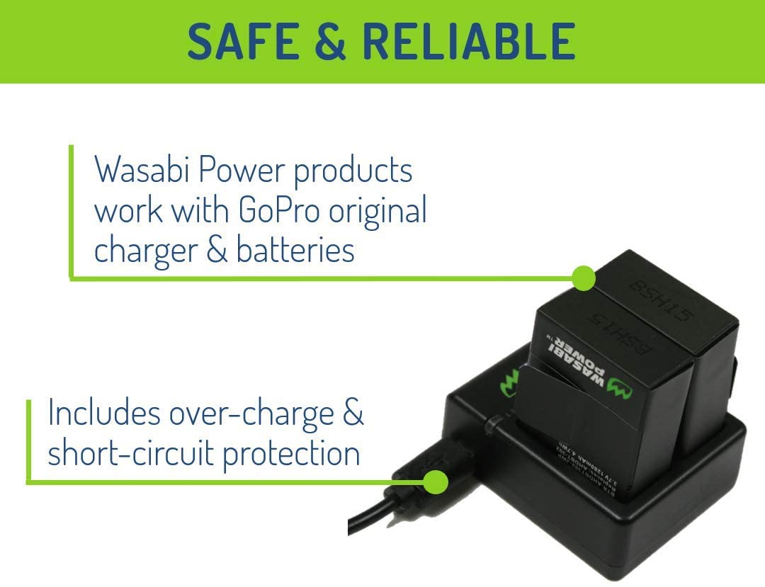 Wasabi Power Battery x 2 & NEW Dual Slot USB CHARGER Kit for GoPro HERO3, HERO3+