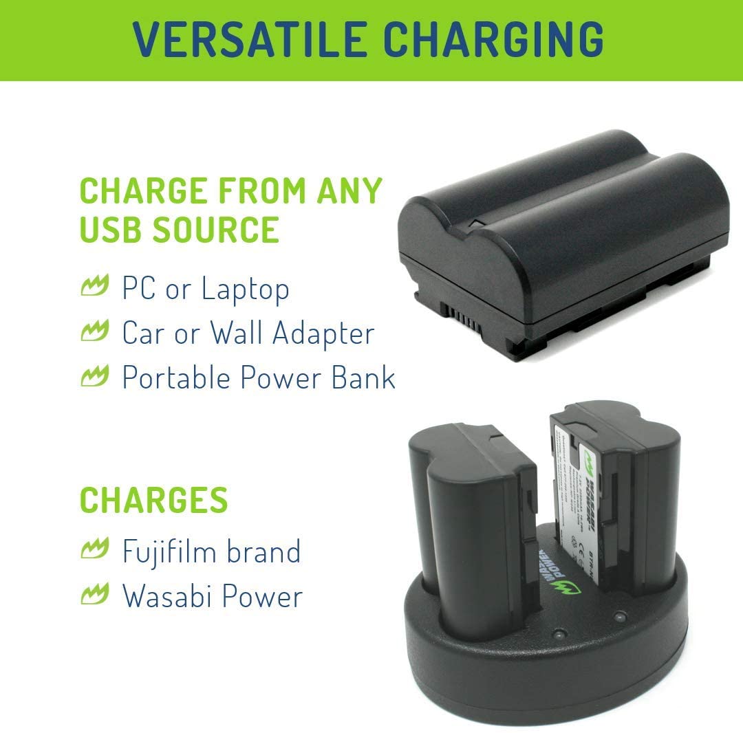 Wasabi Power Battery (2-Pack) & Dual Charger for Fujifilm NP-W235 & Fujifilm GFX