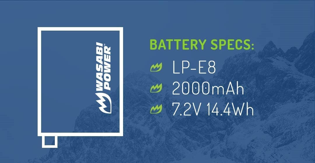 Wasabi Power Battery for Canon LP-E8 and Canon EOS 550D, EOS 600D, EOS 700D, EOS Rebel T2i, EOS Rebel T3i, EOS Rebel T4i, EOS Rebel T5i