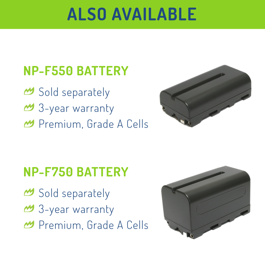 Wasabi Power Battery (2-Pack) and Dual Charger for Sony NP-F950, NP-F960, NP-F970, NP-F975 (L Series)