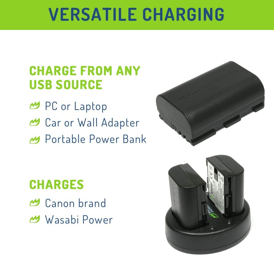 Wasabi Power Battery for Canon LP-E6,LP-E6N & Canon EOS 5D Mark II III 6D 7D 70D