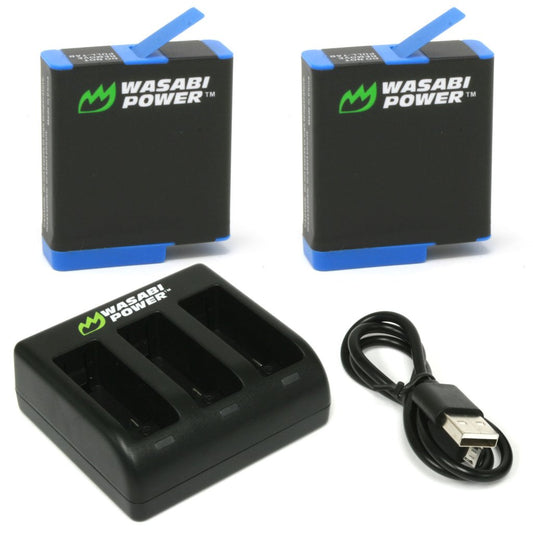 Wasabi Power Battery (2-Pack) and Triple Charger for GoPro HERO8 Black