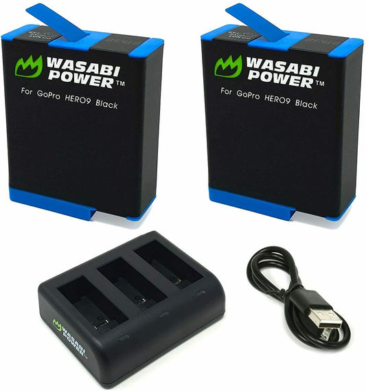 Wasabi Power HERO9 Battery (2-Pack) and USB Triple Charger for GoPro Hero9 Black