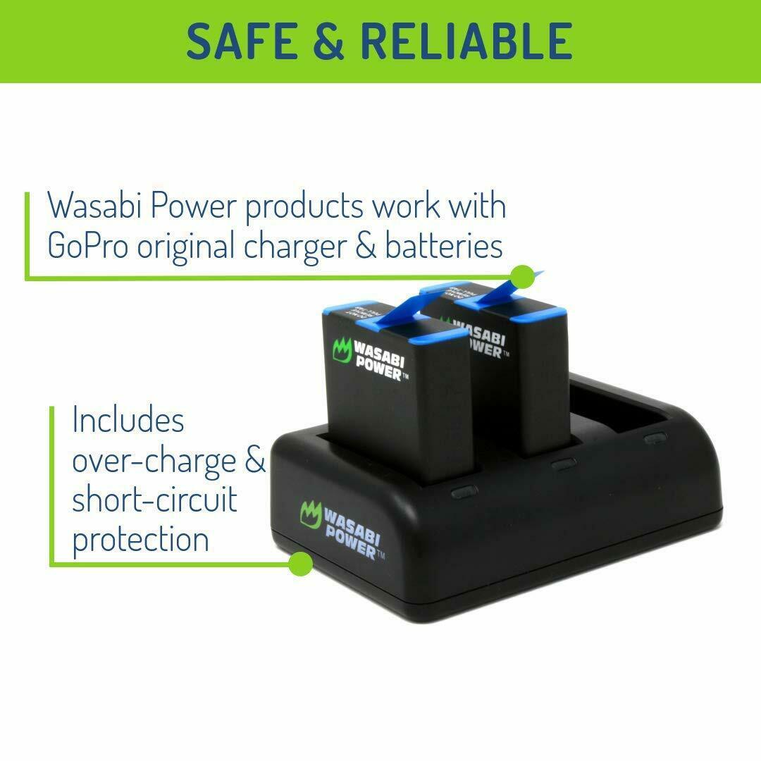 Wasabi Power Battery (2-Pack) and Triple Charger for GoPro HERO8 Black